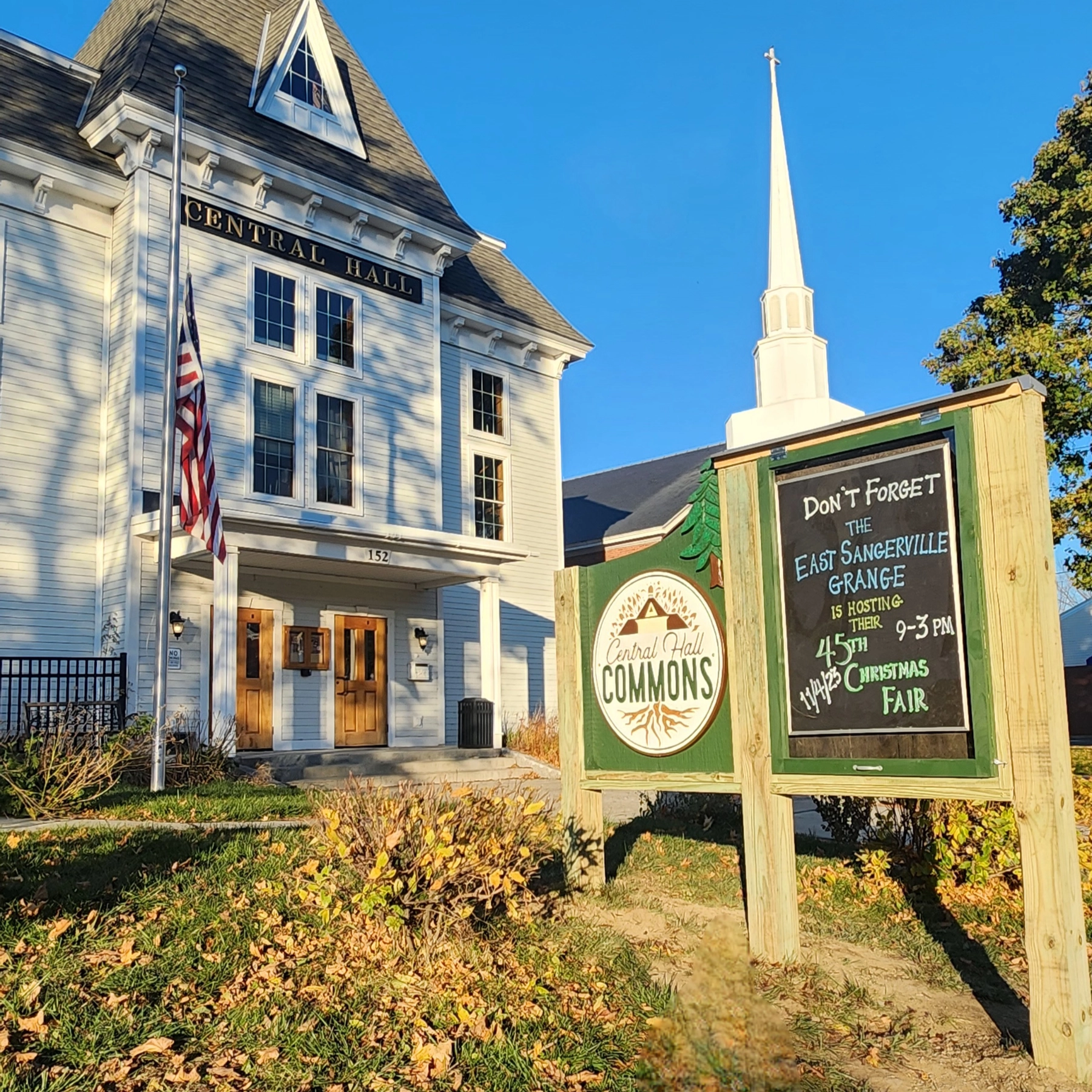 front sign at central hall commons dover foxcroft maine 04416